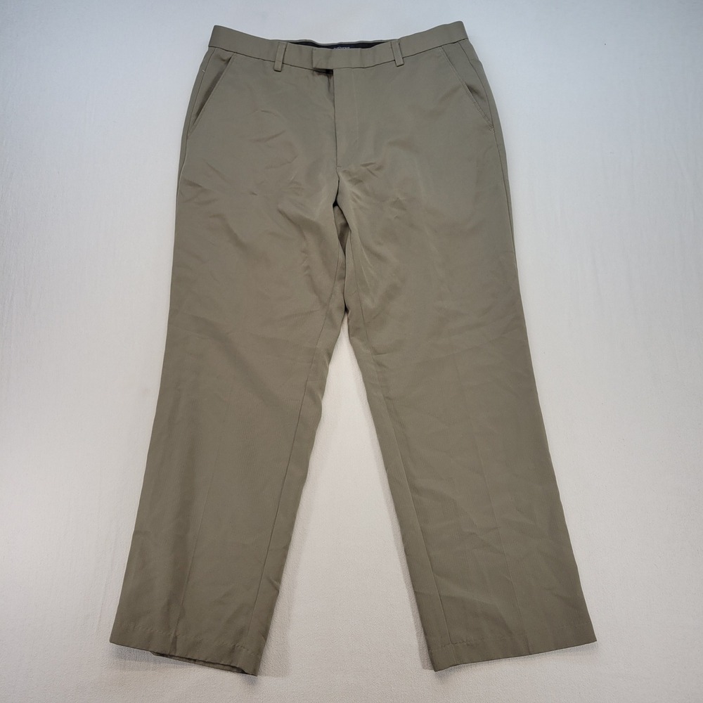 Dockers Dress Pants Mens 36x30 Khaki Classic Fit Business Flat Front Polyester